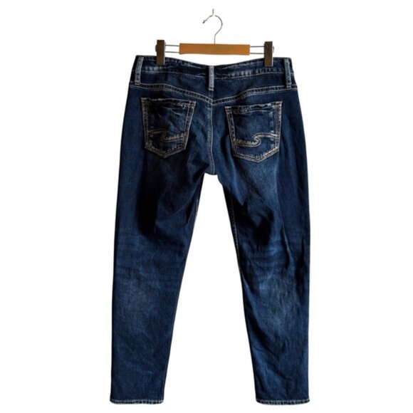 Silver Jeans Boyfriend Fit Dark Indigo 28x27 Mid Rise - Picture 7 of 13